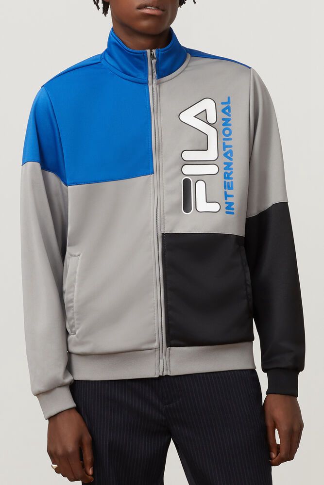 Fila Jacket Mens Grey/Black/Blue Daniele Track - Ireland 34920-SCRP